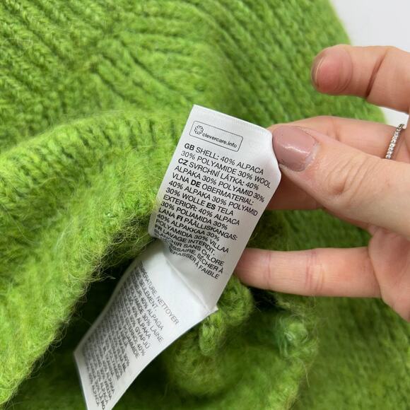 & Other Stories Green Off Shoulder Cropped Wool Knit Jumper Sweater XS Alpaca - Picture 7 of 7